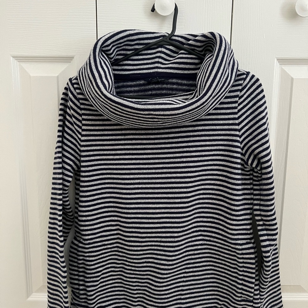 Tommy Hilfiger Warm Striped Navy and Gray Women's Top. Size Small